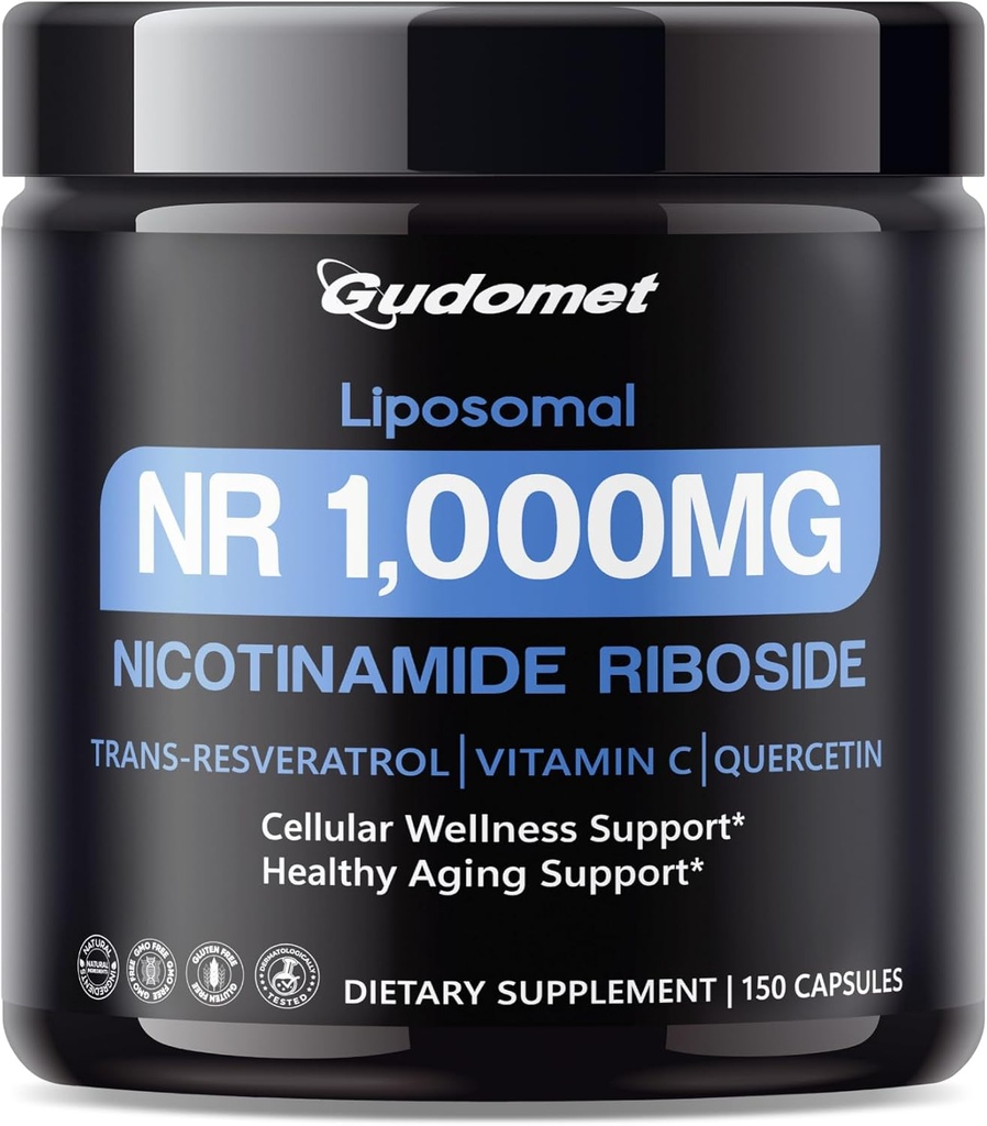 Liposomaalne NR (nikotiinamiid ribosiid) koos trans-resveratrooliga, C-vitamiin ja kvertsetiin - toetab rakkude heaolu ja tervislikku vananemist - 150 kapslit - valmistatud USA-s