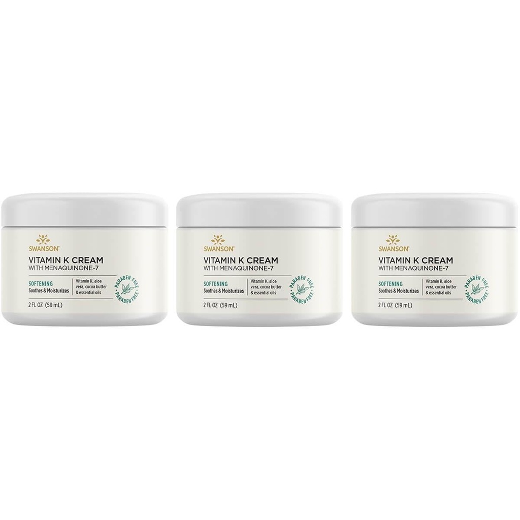Swansoni K-vitamiini kreem menakinoon-7 - silmakreem, mis aitab minimeerida tumedate ringide välimust silmade all - paikne kreem, mis aitab nahka toita ja heledamaks muuta - (2 Fl Oz) (3 pakend)