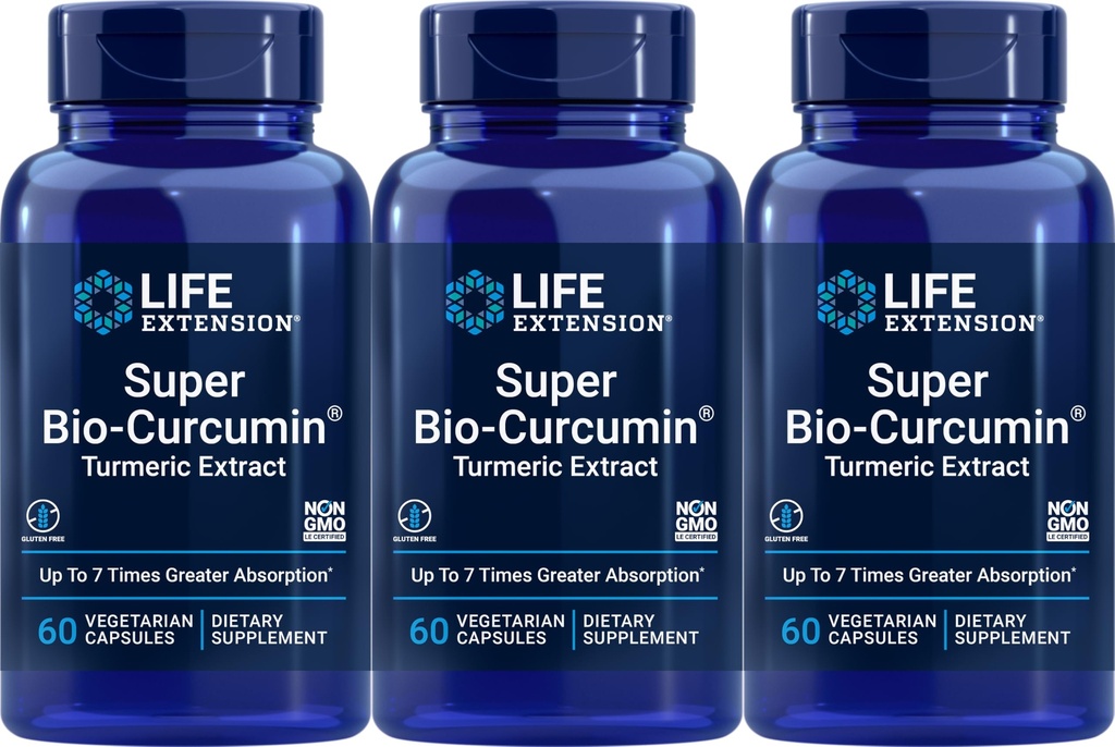 Life Extension Super Bio-Curcumin Turmeric Extract 400 mg, 60 Vegetarian Capsules (Pack of 3)