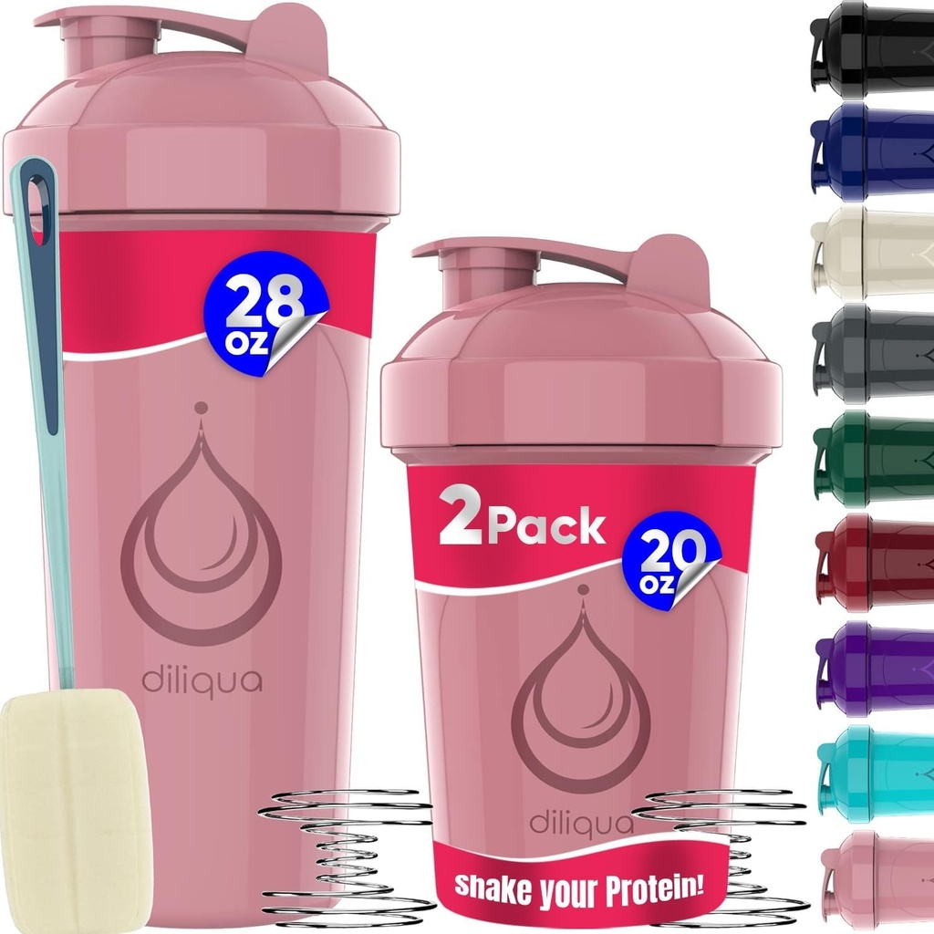 2 PAKK, 28 oz & 20 oz Shaker pudelid võimsate traadiviitsadega valgusegudele | Lekkekindel Blender Shaker Bottle Pack | BPA-Free & Dishwasher Safe | Shaker Bottle | Shaker Cups loksutamiseks