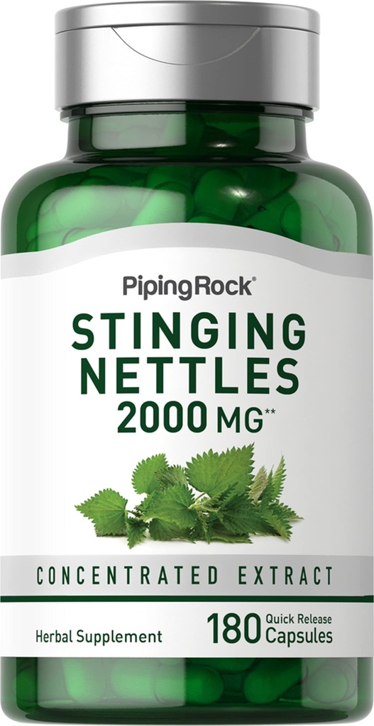 Piping Rock Stinging Nettle Kapslid 2000 mg | 180 Pills | Kontsentreeritud Leheekstrakt | Mitte-GMO & Gluteenivaba Taimne Täiendus