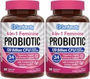 Probiootikumid naistele, 120 miljardit CFU 34 tüved, prebiootikumid, seedeensüümid, Jõhvikas, 4-in-1 naiselik probiootikum, seedetrakt, vaginaalne, immuuntoetus, 60ct (pakk 2)