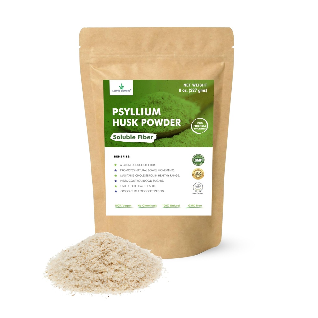 Kosmiline element 100% puhas Psyllium Husk Pulber Orgaaniline – peeneks jahvatatud kiudainelisandi Regularity & Keto | Psyllium Husk Pulber Küpsetamiseks ja Gluteenivaba Leib – 8 oz