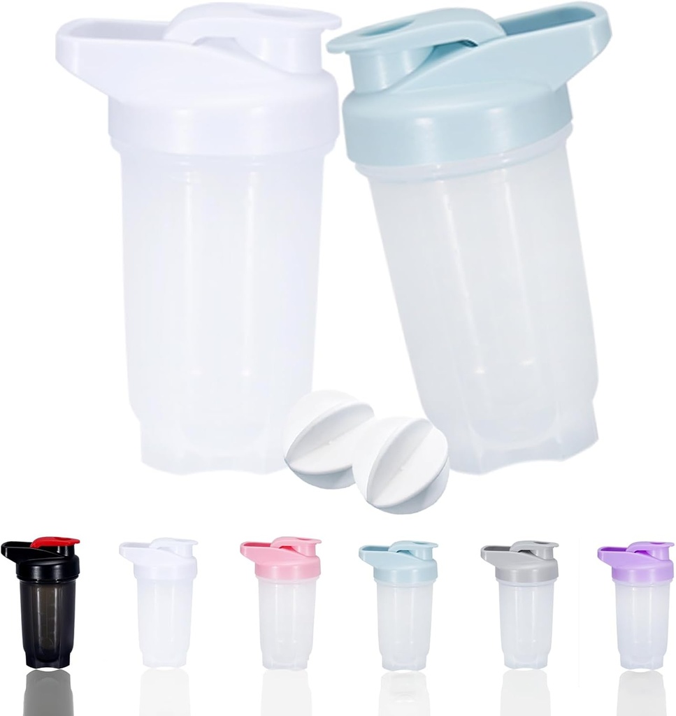Shaker Bottle Protein Shakes Cup ja 10-Ounce / 300ML Shaker-Bottle koos Whisk Balls, Valgu Shakers pudelid komplekt, mitte-BPA plastist (valge + sinine(2PCS))