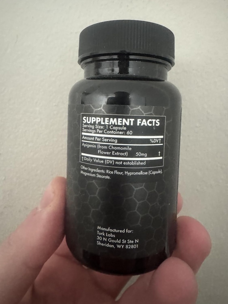 Turk apigeniin - looduslik bioflavonoidide lisand - ainevahetus, rahu, uni ja närvitugi - 60 kapslit, 50 mg iga laborit