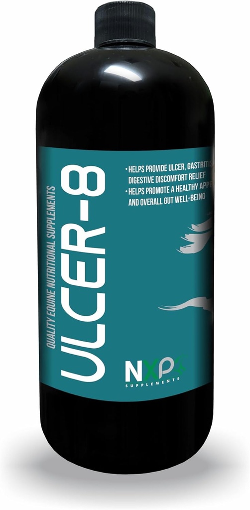 Ulcer-8 - Ulcer Gastritis & Colic Relief Appetite Digestion Supplement for Horses by NXP Supplements - 1 kvartal (32 oz)