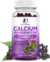 Suhkruvaba Kaltsium Magneesium Tsink Kummid Elderberry ja Sea Sammal, Kaltsium Magneesium 2:1, Magneesium Glütsinaat, kaalium ja D3-vitamiin Luud, Lihased, Rahulik meeleolu ja une toetus, 60 Gummies