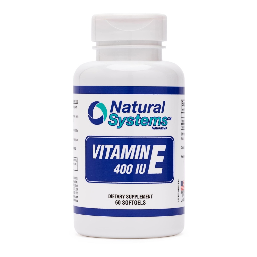 Vitamiin E 60 Softgels 400 IU looduslike süsteemide poolt - E-vitamiini toidulisandid Immuunsüsteemi tugi * - E-vitamiini softgelid Nahahooldus - looduslik E-vitamiin Mitte-suhkru, mitte-kunstlikud maitsed või säilitusained