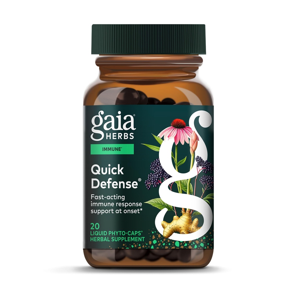 Gaia maitsetaimed Kiire kaitse - kiire toimega immuunsuse tugilisa * - Echinacea, must leedrimarja, ingveri ja andrograafia - 20 Vegan Vegani Vegani fütokapslit (2-päevane pakkumine)