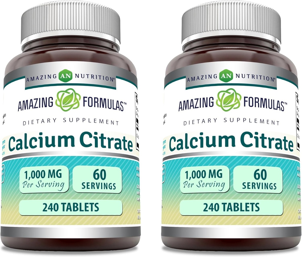 Hämmastav valem Kaltsiumtsitraadi lisand | 1000 Mg | Tabletid | Mitte-GMO | Gluteenivaba | Valmistatud USAs (2 Pack, 240 Count)