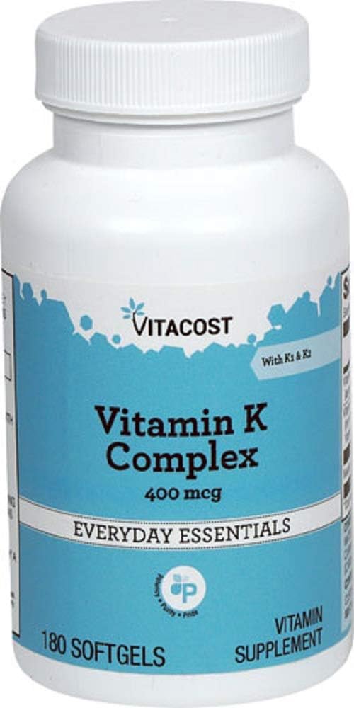 Vitacost K-vitamiini kompleks K1 & K2-400 mcg - 180 Softgels
