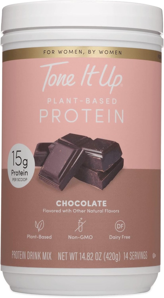Tone It Up Plant Based Protein Powder I Piimavaba, Gluteenivaba, Kosher, Non-GMO hernes & Chia Seed Protein ja kaerapiim I naistele I 14 Servings, 15 g valku - šokolaad