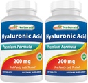 Parimad looduslikud hüaluroonhape 200 mg 120 tabletti (GMO-vaba, gluteenivaba) - edendab nooruslikku tervislikku nahka ja tervislikku liigesefunktsiooni (120 loend (2. pakk))