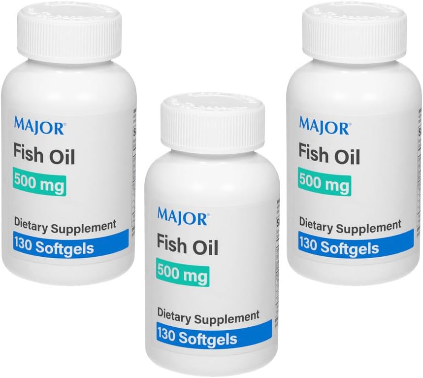 MAJOR Fish Oil 500mg Softgels - Omega-3 Fish Oil Supplement - Toidulisandi - 130 Count (3 Pack)