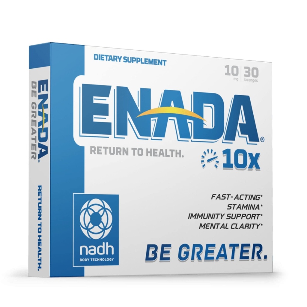 ENADA 10X NADH-i täiendus aktiivse elustiili kiire toimega valemiga | Loodusenergia suurendaja suurepärane Jet Lag, sportlik sooritus ja õppimine | parandab vastupidavust ja vaimset selgust | 30 Lozenge