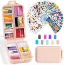 14 Grids Travel Pill Korraldaja Karp 415-Pcs Ravimi nimesildid - Tasku Daily Pharmacy Case Container Kit - Reisiravimite hoidja Fish Oil Vitamin Supplement Storage - Roosa
