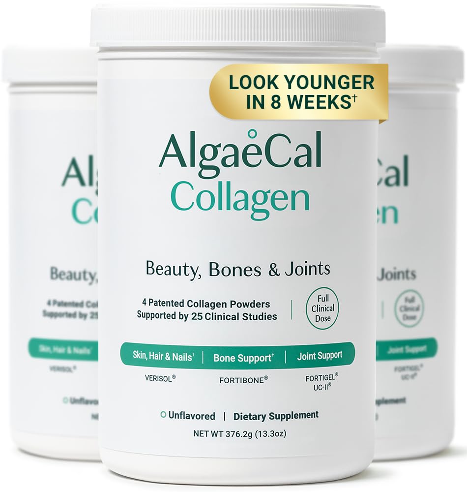 ALGAECAL Collagen - 4 kliiniliselt toetatud Peptides VERISOL®, FORTIGEL®, UC-II®, FORTIBONE®, vananemisvastane hüdrolüüsitud kollageeni pulber, 3 pakendit, valmistatud USA-s