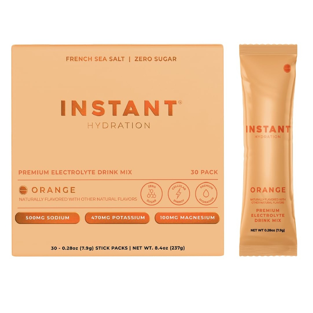 Instant Hydration Electrolytes Powder Packs - Citrus Orange Drink Mix - Zero Sugar - Keto, Vegan, Gluteenivaba, Non-GMO - Boost Recovery, Aju Tervis, Lihaste ja kudede tugi - 30 Sticks