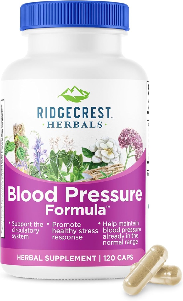 RidgeCrest Taimed Vererõhk Taimne valem, 12 ürti, Poria Seene, Gastrodia, Gardenia, Südame, Vaskulaarse, Ringluse Tervis (120 Count)