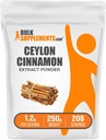 BulkSupplements.com Cinnamon Bark Extract Pulber - Ceylon Cinnamon Supplement, Taimne täiendus - Vegan & Gluten Free, 1,2 g per Serving, 250 g (8,8 oz) (pakk 1)