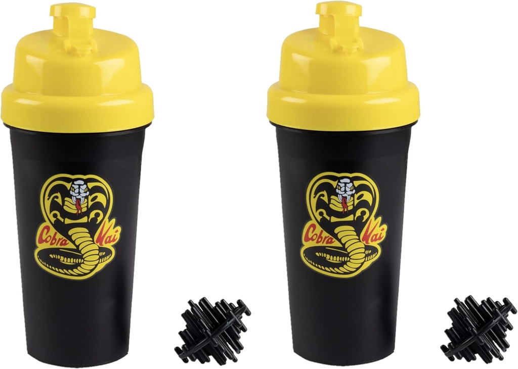 Karate Kid Cobra Kai 25oz Protein Shaker pudelid pulbrisegudele - Pakend 2 - Lekkekindel Lid kruvi kaantel - Tööd smuutidele, energiajookidele, treeningusegudele, raputustele - Ametlikult litsentseeritud