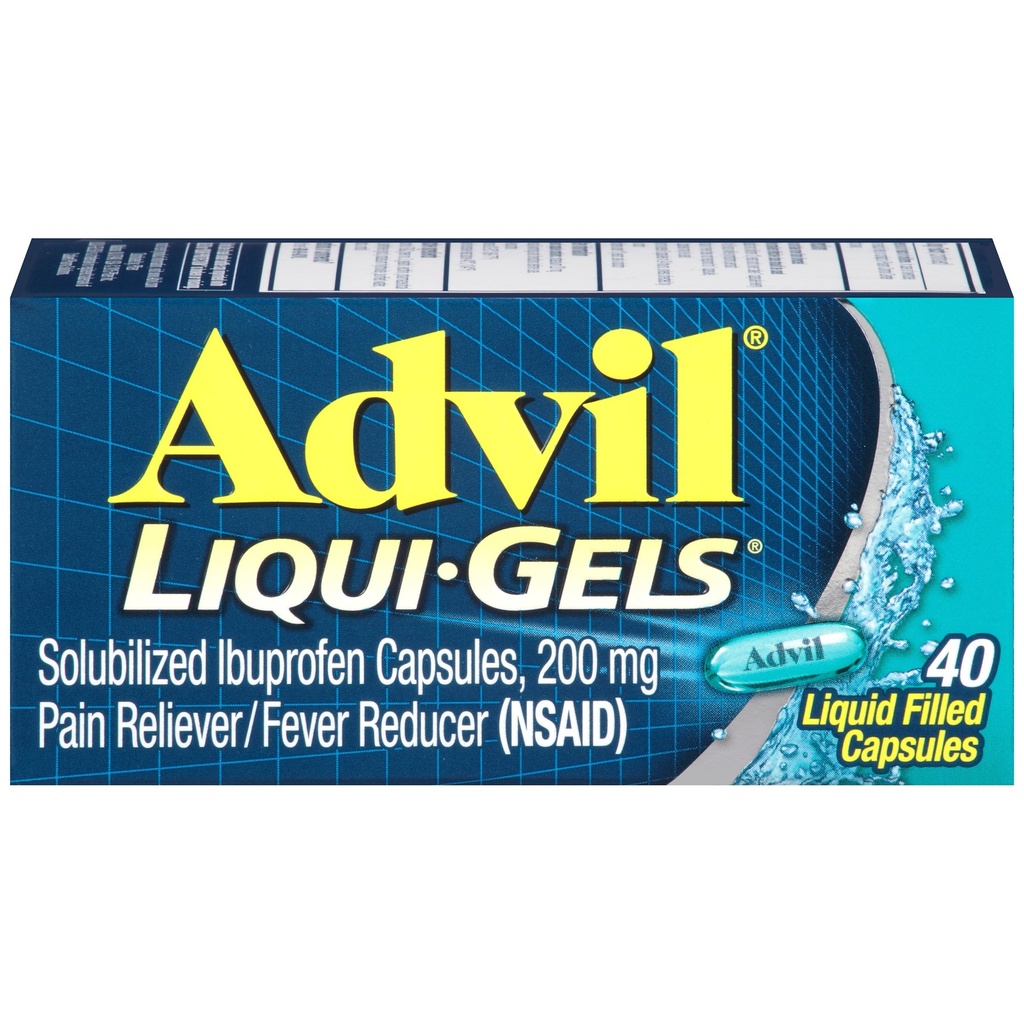 Advil Liqui-Gels Valu leevendaja ja palaviku vähendaja, valuvaigistid täiskasvanutele ibuprofeeniga 200mg peavalu, seljavalu, menstruaalvalu ja liigesevalu leevendamiseks - 40 vedelat täidetud kapslit
