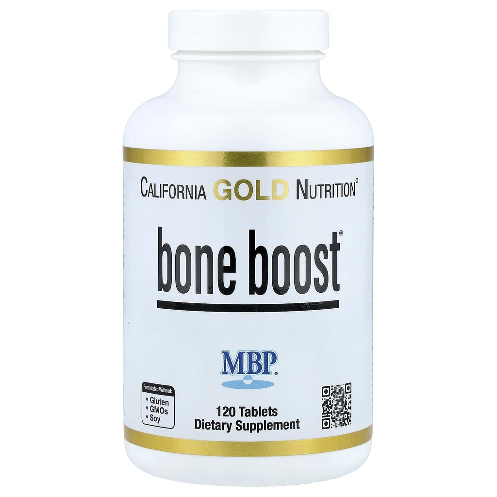 California Gold Nutrition Bone Boost täiendus, luu tervise toetamine, toitainete segu kaltsiumi ja D-vitamiiniga, taimetoitlane sõbralik, gluteenivaba, mitte-GMO, 120 tabletti