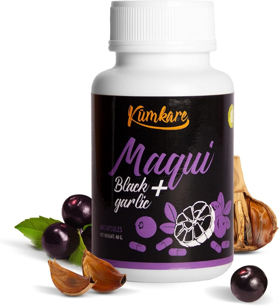 Immuunsüsteemi tugi, C-vitamiinid, tsink, tervisekaitse ja immuunsuse suurendamised ning antioksüdandid täiskasvanutele, Maqui Berry ja Black Garlic, 60 kapslit