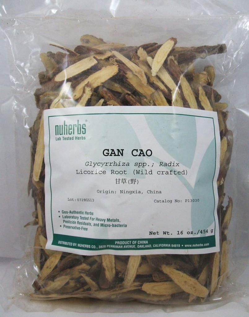 Lagritsa juur - viilutatud vorm (Gan Cao) 1 nael - Wildcrafted, Lab Tested - Nuherbs