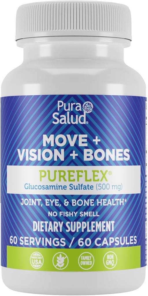 Põhilised kaubamärgid Pura Salud Pureflex Glükosamiinsulfaat 500mg, 60 Count (Pack of 1)