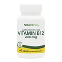 Natures Plus Vitamiin B12 (metüülkobalamiin), Püsiv vabanemine - 2000 mikrogrammi, 60 taimset tabletti - kõrge tugevusega punaste vereliblede toetus - looduslik energia suurendaja - gluteenivaba - 60 serveerimist