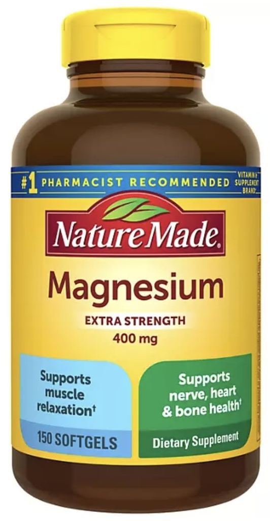 Nature Made High Potency Magneesium 400 mg - 150 Vedel Softgels,(Pakett 2)