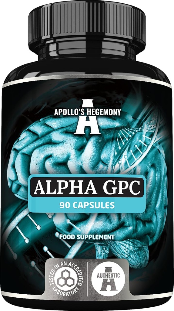 APOLLO HEGEMONY Alpha-GPC 600mg päevases annuses - 90 Vegan koliinkapslit - 99% koliinalfostsenaadi toidulisandit - lipiidkoliini - mälu ja kontsentratsioon kapslid