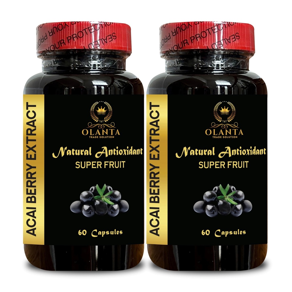 ACAI Berry Extract - acai Berry Supplement Fertility, Açaí Berry (Euterpe oleracea) Pills, Antioksüdant-Rikas Orgaaniline, Fiber Pills - 2 pudelit 120 kapslit