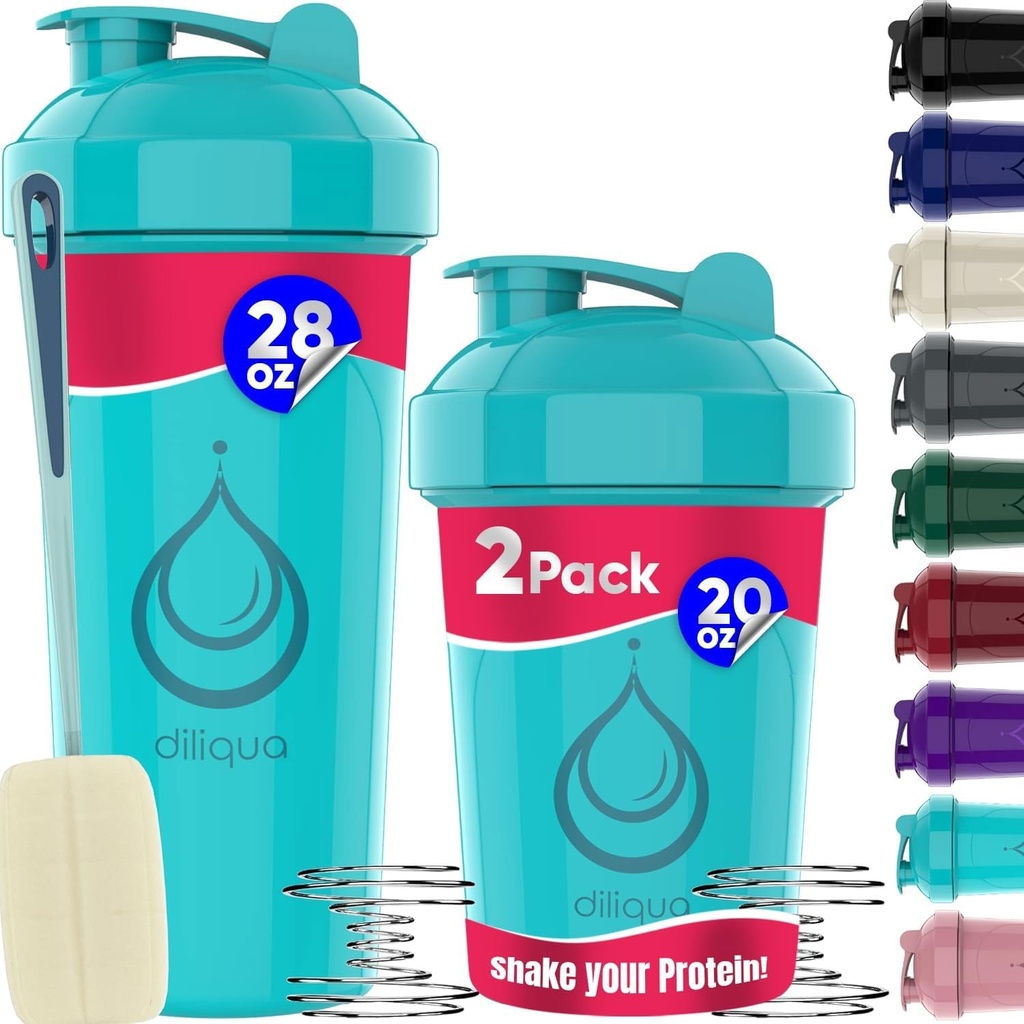 2 PAKK, 28 oz & 20 oz Shaker pudelid võimsate traadiviitsadega valgusegudele | Lekkekindel Blender Shaker Bottle Pack | BPA-Free & Dishwasher Safe | Shaker Bottle | Shaker Cups loksutamiseks
