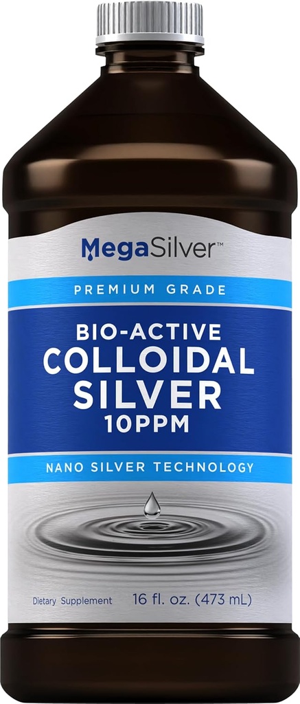 Torukivi kolloidhõbe Vedelik tilgad | 16 Fl Oz | 10 PPM | Bio-Active Premium Grade Tinktuur | Mitte-GMO, Gluteenivaba täiendus