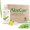 AloeCure USDA orgaaniline Aloe Vera mahl Sidrunmaitse - valmistatud 12 tunni jooksul saagikoristusest - looduslik seeditav toidulisand tasakaalustatud kõhuhappele - seedetrakti ja immuunsüsteemi tervise toetamine, 6 Btls x 16.7oz