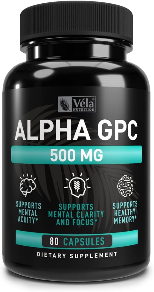 Alpha GPC 500mg kapslid | 80 Count | toetab tervislikku kognitiivset funktsiooni | toetab tervislikku mälu | annustatud optimaalseks biosaadavuseks | Mitte-GMO, 3. osapoole testitud