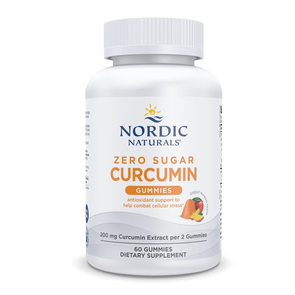 Põhjamaised Naturals Zero Sugar Curcumin Gummies, Mango - 60 Gummies - 200 mg optimeeritud kurkumiini ekstrakt - suurepärane maitse - antioksüdantide tugi, tervislik ainevahetuse tasakaal - mitte-GMO, vegan - 30 serveerimist