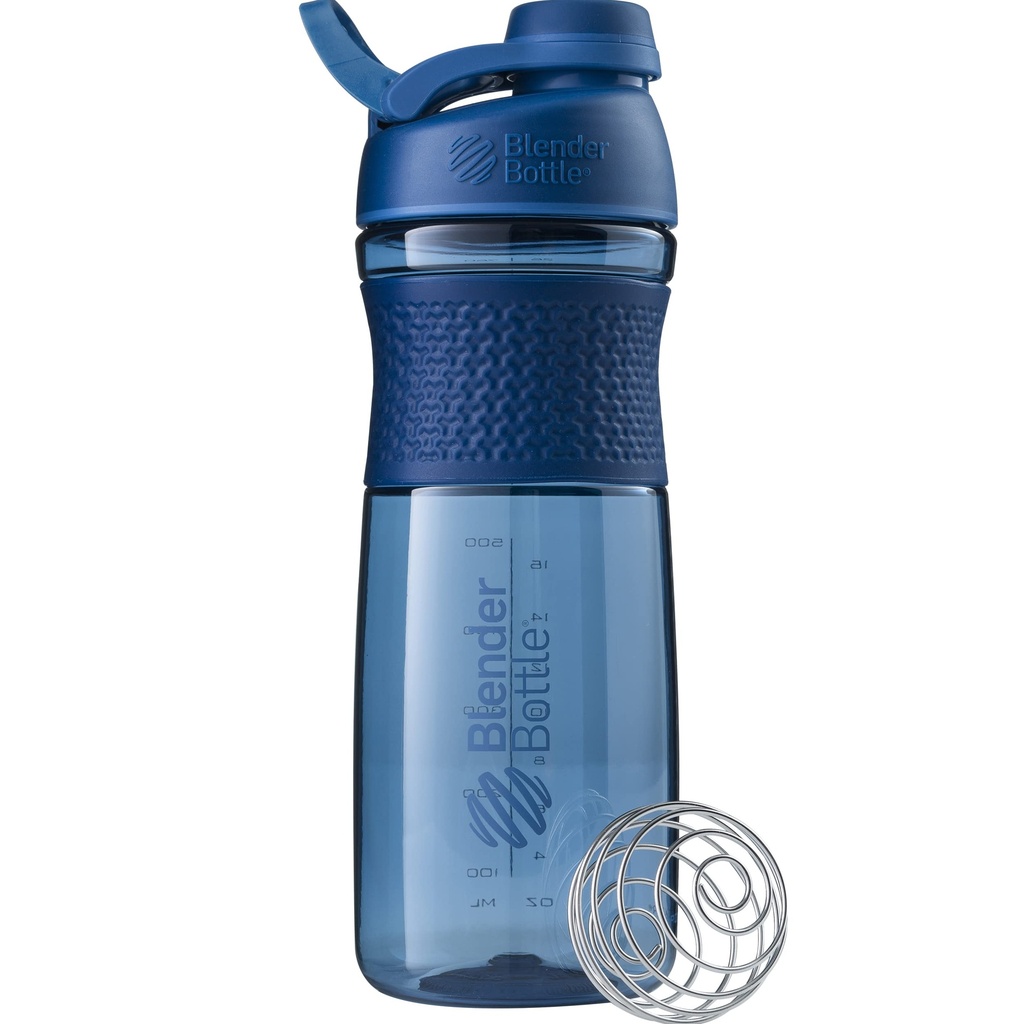 BlenderBottle SportMixer Shaker Bottle Ideaalne valgu raputamiseks ja enne treeningut, 28-kordne, mereväe