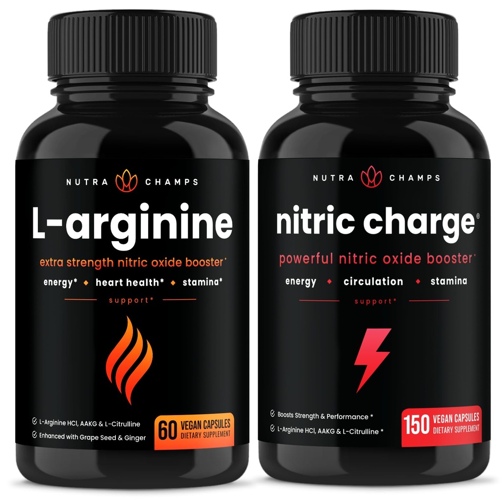 NutraChamps L-arginiin Kapslid ja lämmastiklaengu Kapslid 2 Pack Bundle