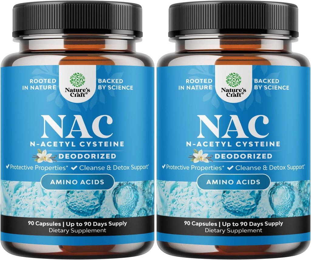 NAC-i lisa N-atsetüültsüsteiin 600mg - Vegan High Absorption NAC 600 mg kapslid - Glutatiooni prekursor maksa puhastamiseks Detox & remont Plus kopsude tervise ja immuunsuse tugi (180 Servings)