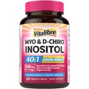 Inositool Supplement, Myo-Inositool & D-Chiro Inositool Fertility Supplements naistele, 40: 1 Ideaalne suhe, hormoonide tasakaal ja munasarjade tugi, 80 Vegan kapslid