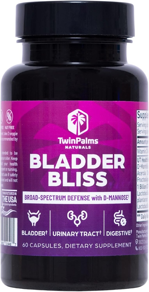 Põie Bliss: Advanced Cranberry Supplement & D-Mannose valem kuseteede Tervis naistele, Non-GMO, Gluteenivaba, Vegan Kapslid, Fast-Acting Relief & UTI ennetamine, Põietoetus, 60 Ct
