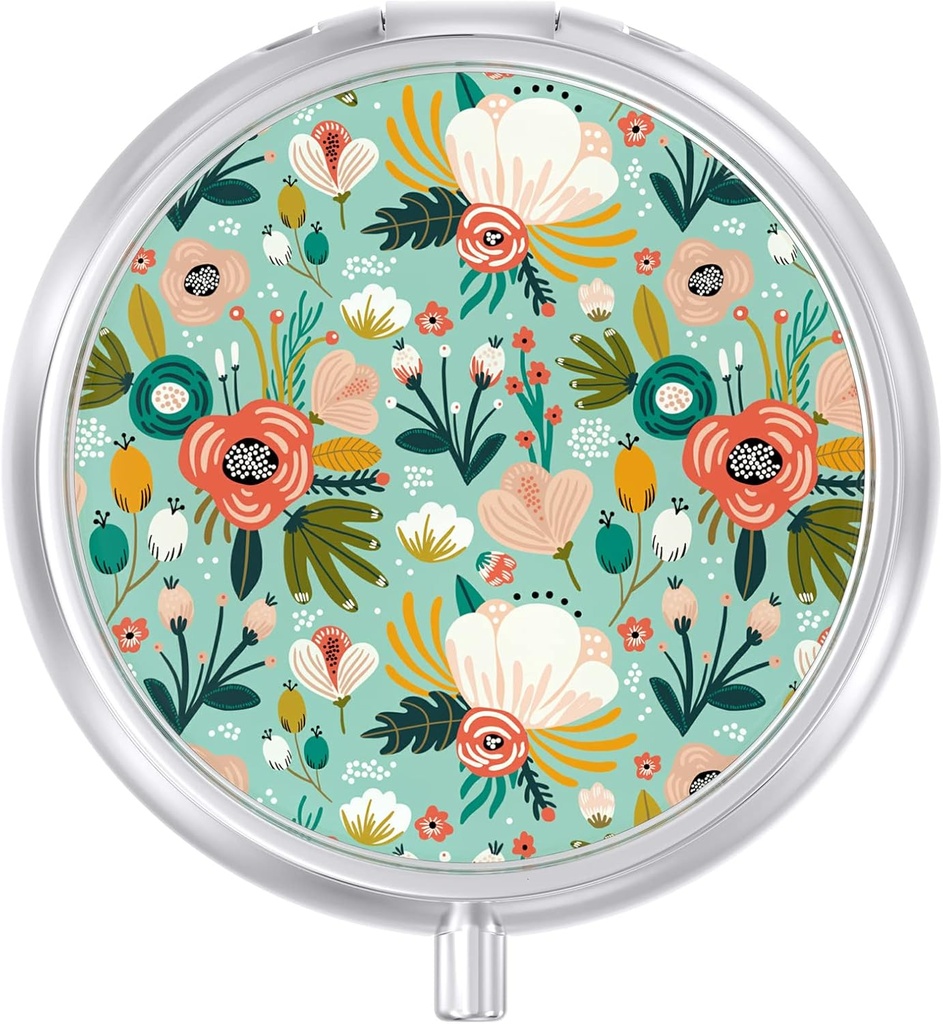 Pill Case, Cute Travel Pill Box rahakott, niiskustõend väike meditsiini hoidja, Portable Taskumeditsiini Korraldaja hoida vitamiine, tursa maksaõli, toidulisandeid, roheline lill