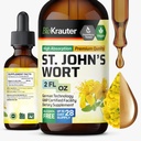 BIO KRAUTER Naistepuna tinktuur - Hypericum Perforatum Vedelik Ekstrakt meeleolu toetamiseks - Suur imendumine - Vegan langeb 2 Fl.Oz.
