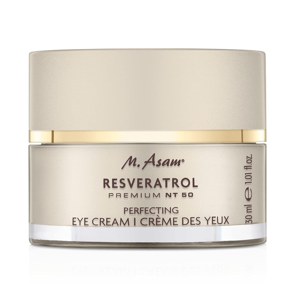 M. Asam Resveratrol Premium NT50 Täiuslik silmakreem – vananemisvastane silmakreem koos resveratrooli ja hüaluroonhappega, et siluda kortse ja peeneid jooni, vegan valem, 1.01 Fl Oz