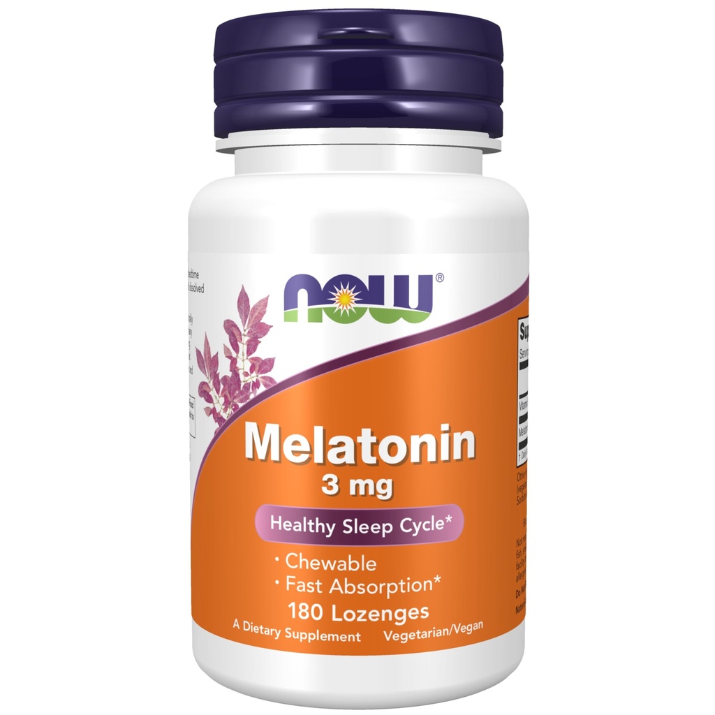 NOW Toidulisandid, melatoniin 3 mg, vaba radikaalne puhastusvahend *, tervislik unetsükkel *, 180 närimistabletid