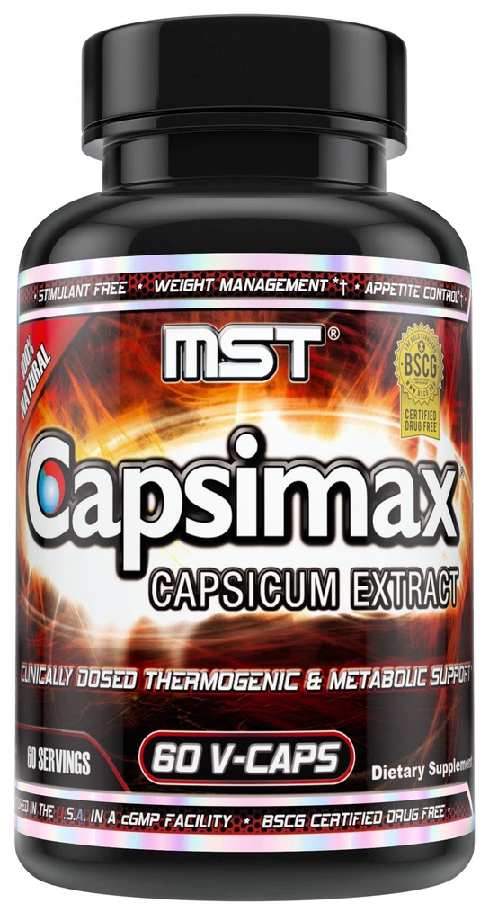 MST Capsimax Supplement 100mg V Kapslid, 60 Servings kliiniliselt annustatud kaalujälgimine, termogeensed, isu kontrolli, kalorite põletamine, Metaboolne tervis, stimulant tasuta. BSCG sertifitseeritud