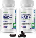 900 mg Liposomal NAD+ Täiendus koos Trans Resveratrol 300 mg, Asendab NMN, Superior Absorption, True NAD Plus täiendada DNA parandamine ja Boost NAD +, Vananemine Kaitse, Energia, 120 Softgels, 2 Pack
